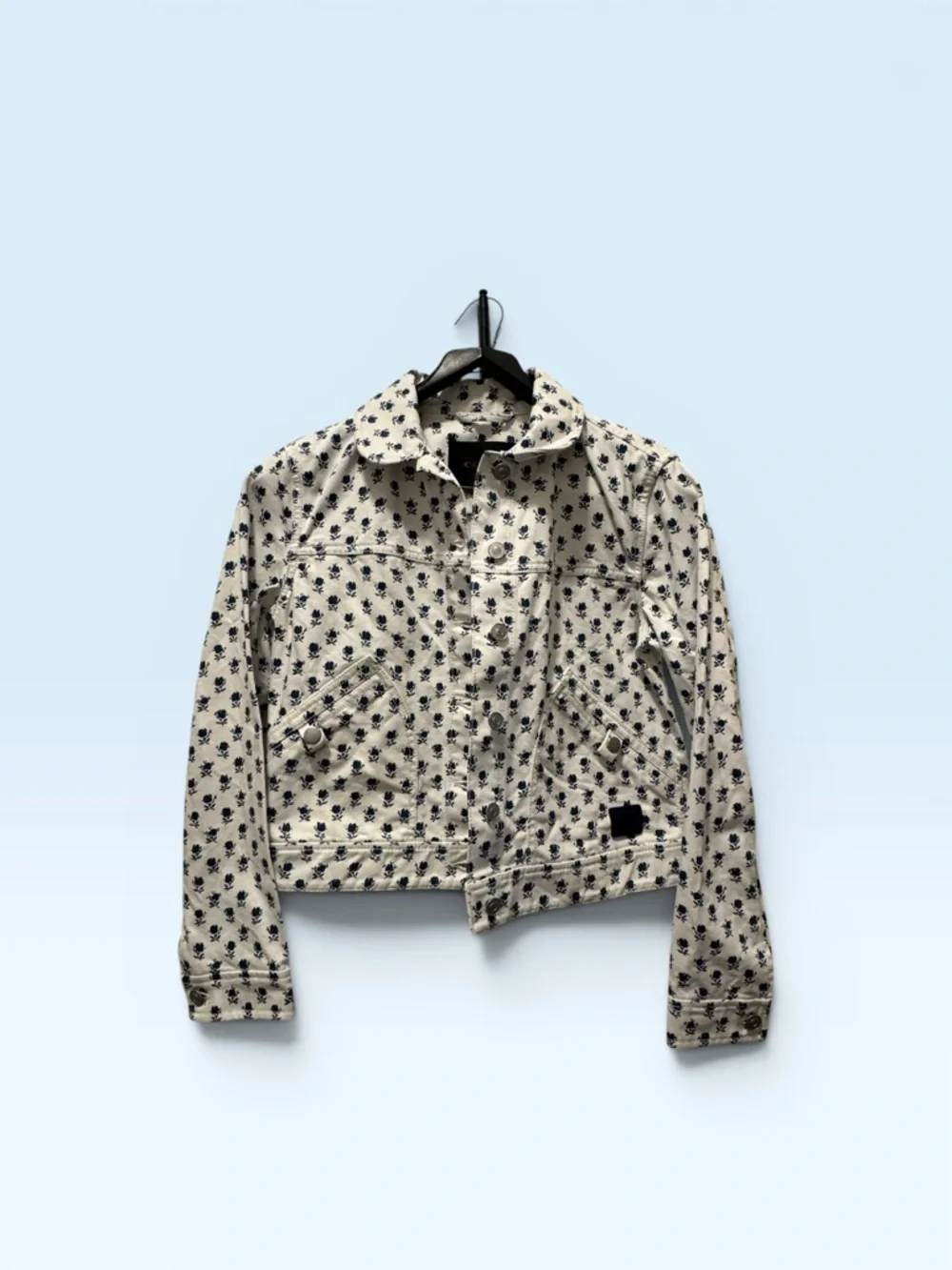 Coach Denim Badlands White Floral Cropped Jacket - Picture 5 of 8